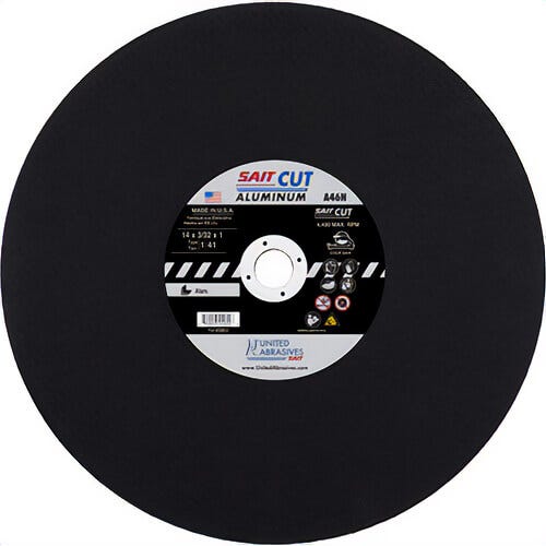 SAIT® 24052 Type 1 Cut-Off Wheel, 14 in dia x 3/32 in Thick, 1 in Center Hole, 46 Grit, Aluminum Oxide Abrasive