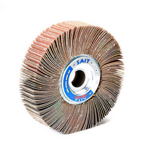 SAIT® 72038 3A Premium Coated Flap Wheel, 6 in dia, 2 in W Face, 120 Grit, Fine Grade, Aluminum Oxide Abrasive