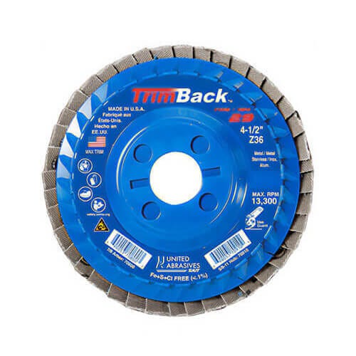SAIT® 70911 TrimBack™ Flap Disk, Type 29, 4.5 dia, 5/8 in - 11 Arbor, 40 grit, 10 ea