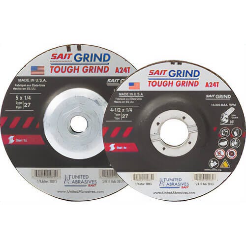 SAIT® 20280 General Purpose Tough Grind Depressed Center Wheel, 6 in dia x 1/4 in Thick, 7/8 in Center Hole, 24 Grit