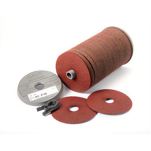 UA® 52550 Coated Abrasive Fiber Disc, 5 in dia Disc, 7/8 in Center Hole, 50 Grit, Aluminum Oxide Abrasive
