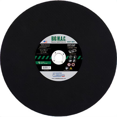 SAIT® BIG M.A.C.™ 23460 Type 1 Portable Saw Cut-Off Wheel, 12 in dia x 1/8 in Thick, 1 in Center Hole, Silicon Carbide Abrasive