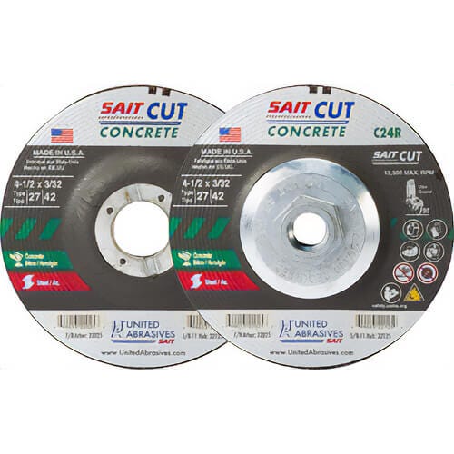 SAIT® 22125 Depressed Center Wheel, 4-1/2 in dia x 3/32 in Thick, 24 Grit, Silicon Carbide Abrasive