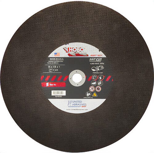 SAIT® HOBO® 23501 Type 1 Portable Saw Cut-Off Wheel, 14 in dia x 1/8 in Thick, 1 in Center Hole, 24 Grit, Aluminum Oxide Abrasive