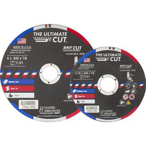 SAIT® The Ultimate Cut™ 22240 The Ultimate Cut™ Thin High Speed Cut-Off Wheel, 6 in dia x 0.045 in Thick, 7/8 in Center Hole, 36 Grit