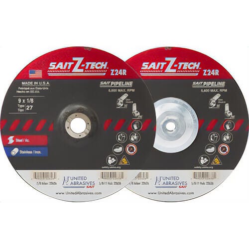 SAIT® Sait Z-Tech™ 22636 High Performance Depressed Center Wheel, 9 in dia x 1/8 in Thick, 24 Grit, Zirconia Abrasive