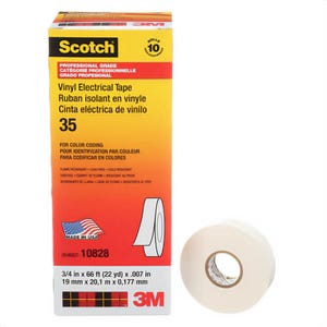 Scotch® 35-3/4X66FT-WH Vinyl Color Coding Electrical Tape 35, 3/4 in x 66 ft, White