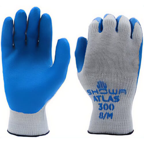 Showa Atlas® 300L Perfect Fit Vinyl Coated Gloves, Elastic Knit Wrist Cuff, Size 9, L
