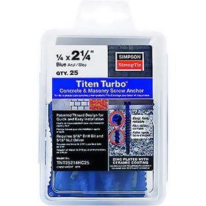 Simpson Strong-Tie® TNT25214H Titen Turbo 1/4 x 2-1/4 Hex, 100 pc