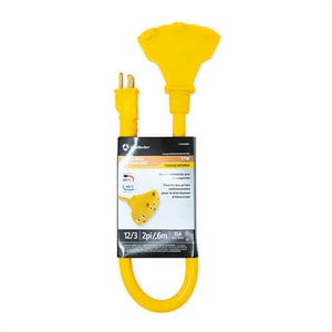 Southwire® 4112SW8802 Type STW Trisource Extension Cord Set, 15 A at 125 VAC, 2 ft L Cord, 3 Conductors