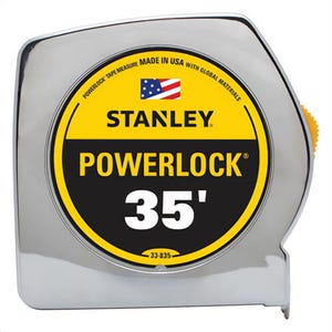 Stanley® 33-835 PowerLock® Classic Tape Rule with Belt Clip, 35 ft L x 1 in W Blade, Steel Blade