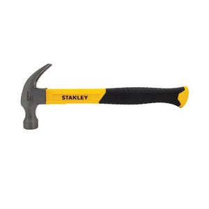Stanley® STHT51512 Claw Hammer, 13 in OAL, Smooth Surface, 20 oz High Carbon Steel Head, Rip Claw, Fiberglass Handle