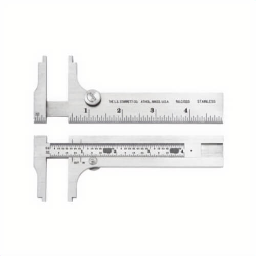 Starrett® 1025ME-130 Pocket Slide Caliper, 6 to 100 mm Inside, 0 to 96 mm Outside Measuring, Graduations 64ths, 0.5 mm