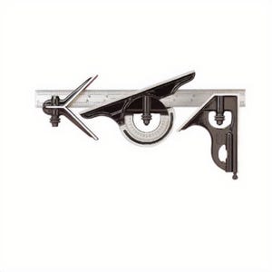 Starrett® 434-12-16R Combination Square Set, 4 pc, 12 in L, Hardened Steel Blade, Square/Center/Protractor Head