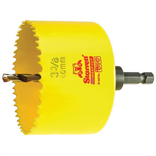 Starrett® ADCH0338 Global Series® Bi-Metal Deep Cut Dual Pitch Hole Saw with Arbor, 3-3/8 in dia, 2 in D Cutting, HSS Cutting Edge, 5/8-18 Arbor