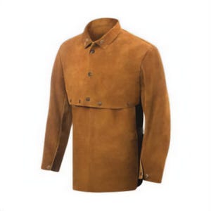 Steiner® 9213-X Welding Cape Sleeves with 19 in Bib, XL, Brown, Premium Side Split Cowhide Leather/Kevlar® Stitching, Snap Front/Cuff Closure