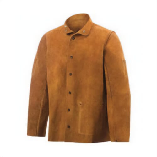 Steiner® 9215 Weld-Cool™ Welding Jacket, Premium Side Split Cowhide Leather, Cut/Flame/Spark/Slag Resistant, Brown