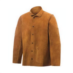 Steiner® 9215 Weld-Cool™ Welding Jacket, Premium Side Split Cowhide Leather, Cut/Flame/Spark/Slag Resistant, Brown