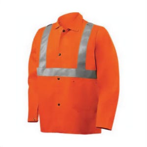 Steiner® Weldlite™ 1040RS-2X Anti-Static Flame Retardant Jacket, 2XL, Cotton, Orange/Silver Reflective Stripe, Resists: Mildew and Rot