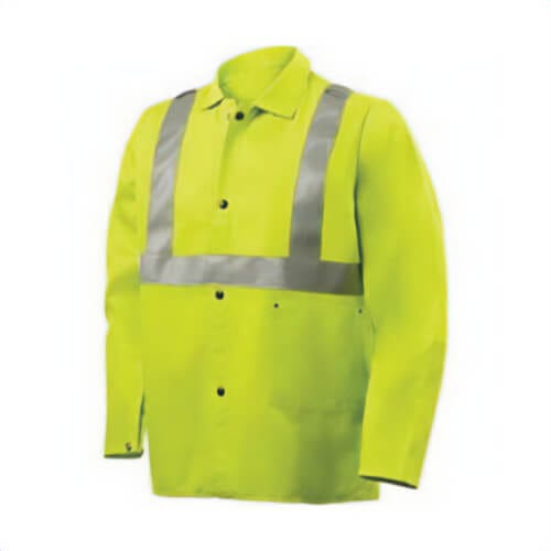 Steiner® Weldlite™ 1070RS-3X Anti-Static Flame Retardant Jacket, 3XL, Cotton, Lime Green/Silver Reflective Stripe, Resists: Mildew and Rot