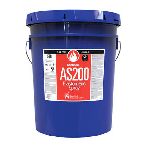 STI® AS205R AS200 Elastomeric Spray, Pail Container, Composition: Crystalline Silica and Titanium Dioxide, 4 hr Fire Rating, Blue/Red