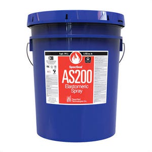 STI® AS205R AS200 Elastomeric Spray, Pail Container, Composition: Crystalline Silica and Titanium Dioxide, 4 hr Fire Rating, Blue/Red