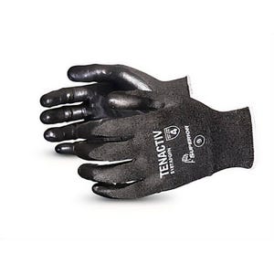 Superior Gloveâ„¢ S18TAFGFN7 TenActivâ„¢ Ultra Fine Cut-Resistant Gloves, Size 7, Foam Nitrile Coating, Knit Wrist Cuff, Black