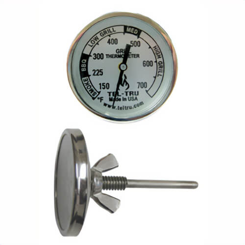 Tel-Tru® 2210EICGABFAHAA Dial Thermometer, Back Connected, 150°/700°F, 1/4 in - 20, 2.125 in L Stem, 2 in Dial Size