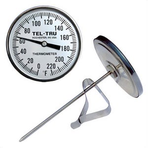 Tel-Tru® 24101864AFFADAA Dial Thermometer, Back Connected, 50°/500°F, Recal Nut, 18 in L Stem, 3 in Dial Size