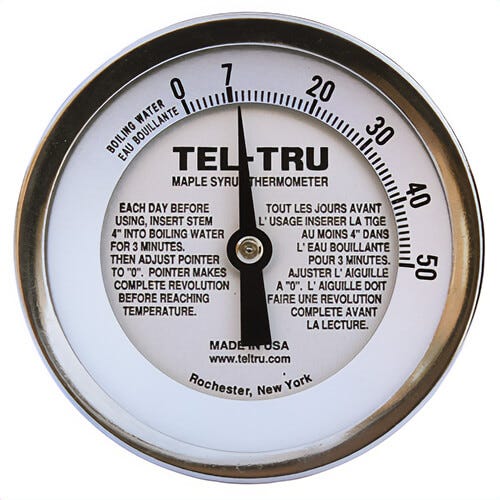 Tel-Tru® 381A12ERAILAXAA Dial Thermometer, Back Connected, 0°/50°C, 1/4 in NPT, 12 in L Stem, 5 in Dial Size