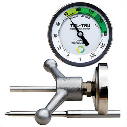 Tel-Tru® 341C7250AKRDHAA Dial Thermometer, Back Connected, 0°/200°F, 1/2 in NPT, 72 in L Stem, 3 in Dial Size