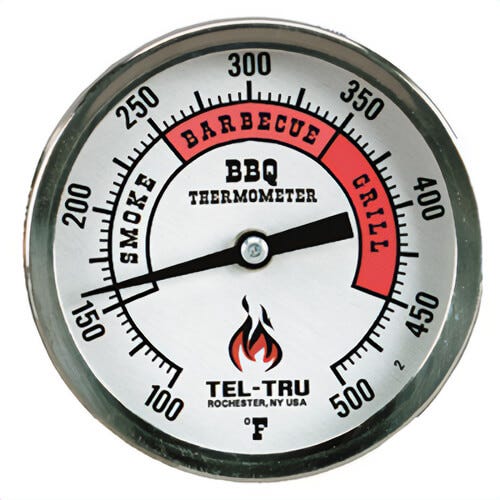 Tel-Tru® 351L04FBAKLAAAA Dial Thermometer, Back Connected, 100°/500°F, 1/2 in NPT, 4 in L Stem, 3 in Dial Size