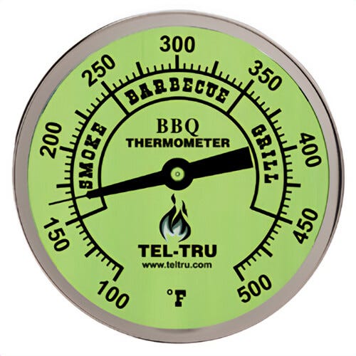 Tel-Tru® 351U04FBAKLAAAA Dial Thermometer, Back Connected, 100°/500°F, 1/2 in NPT, 4 in L Stem, 3 in Dial Size