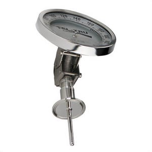 Tel-Tru® 47100257B6NDAAA-20 Dial Thermometer, Adjustable Angle Connected, 0°/300°F, 2 in Sanitary Flange, 2.5 in L Stem, 4 in Dial
