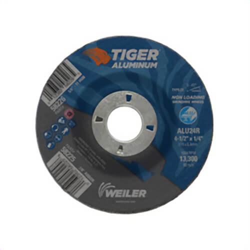 Weiler® 58225 Tiger® Contaminant-Free Non-Loading Performance Line Depressed Center Grinding Wheel, 24 Grit