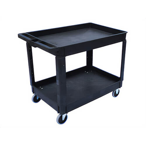 Toter® UCL00-S0001 Heavy Duty Two Shelf Utility Cart, Small Lipped Cart with Straight Handle