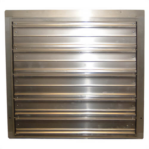 TPI CES24 CES Heavy Duty Standard Exhaust Shutter, For Use with 24 in Belt Drive Exhaust Fan, 24 x 24 in Inside Frame, 27 in Outside Frame, Aluminum