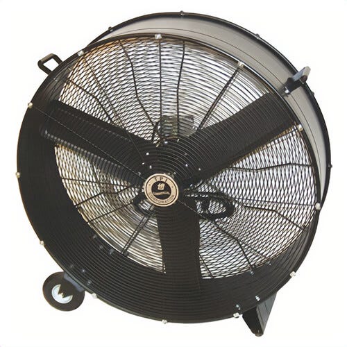 TPI CPB36D 1-Phase Direct Drive Standard Portable Blower, 120 VAC, 1/3 hp, 7000/8200 CFM Flow Rate, 36 in Propeller, Steel Propeller, Import