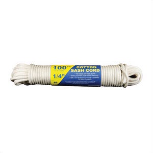 T.W. Evans Cordage 30-100 Sash Braided Cord, #10 dia x 100 ft L, White, Polypropylene, 270 lb Load