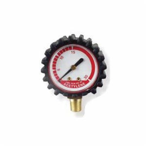 Uniweld® G15D Acetylene Gauge with Rubber Boot, Steel, Red, Powder Coated, 10 to 180°F