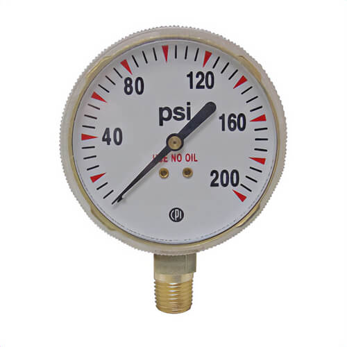 Uniweld® G24D Replacement Gauge, Brass Case Display Card, 0-200 psi