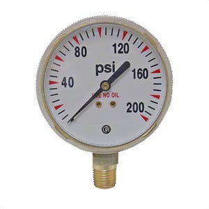 Uniweld® G24D Replacement Gauge, Brass Case Display Card, 0-200 psi