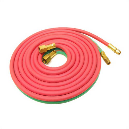 Uniweld® H100B Welding Hose, Oxyacetylene Twin, 1/4 in Nominal, Hose End Style, 100 ft Length, Green/Red