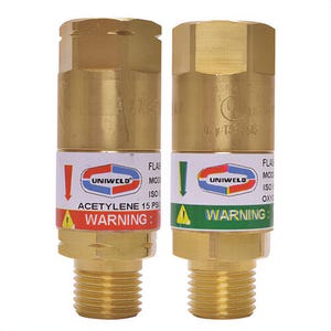 Uniweld® TFAB Flashback Arrestor Set 9/16 -18 ’B’ Fitting, Oxygen & Fuel for Torch, UL listed
