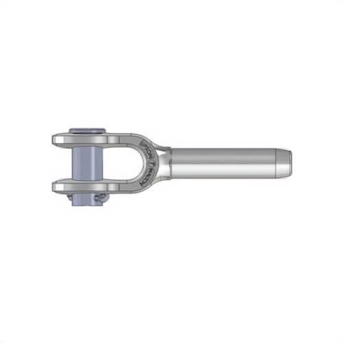 Upson-Walton™ 40037502 Open Wire Rope Swage Socket, 3/8 in Cable, 6-1/4 in L, 13/16 in Tine, 0.812 in Pin, C-1035 Steel