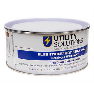 Utility Solutions USTS-WAX Blue Stripe® Hot Stick Wax, Optimize Dielectric, Carnauba Wax, OSHA, 14 oz Can