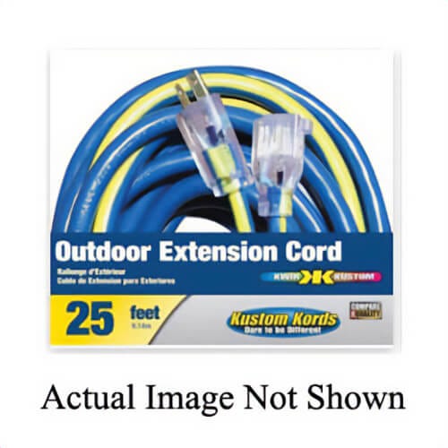 Voltec 05-00348 Kwik Kustom Type SJTW Extension Cord, 300 VAC, 15 A, 1875 W, 50 ft L Cord, 3 Conductors