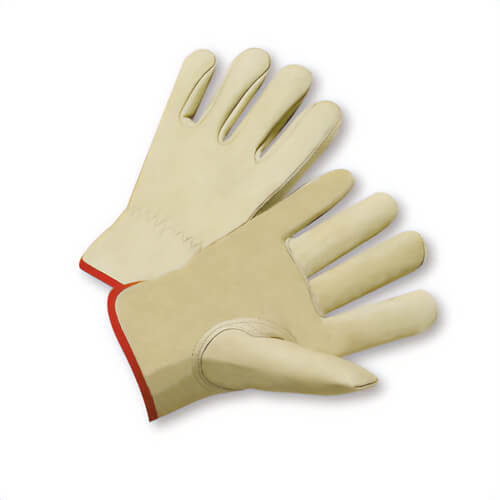 PIP® 990IK/4XL Unisex General Purpose Gloves, Drivers/Work, Gunn Cut/Keystone Thumb/Welted Seam Style, 4XL, Grain Cowhide Leather Palm