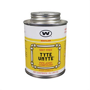 Whitlam® T8 Tyte-Unyte® Non-Hardening Pipe Joint Compound, 0.5 pt Brush-In Cap Bottle, Gray