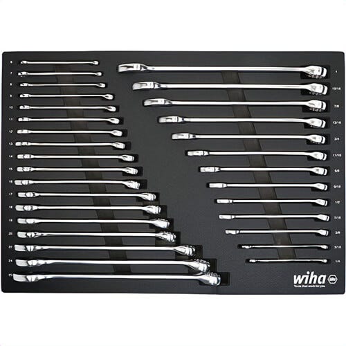 Wiha® 30492 Combination Wrench Tray Set, SAE and Metric, 31 pc